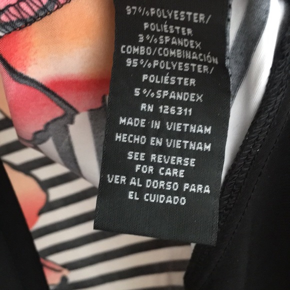 HP🔥 RN Studio Women’s Dress M Sleeveless Floral Bright Tropical Black Border - Picture 5 of 11